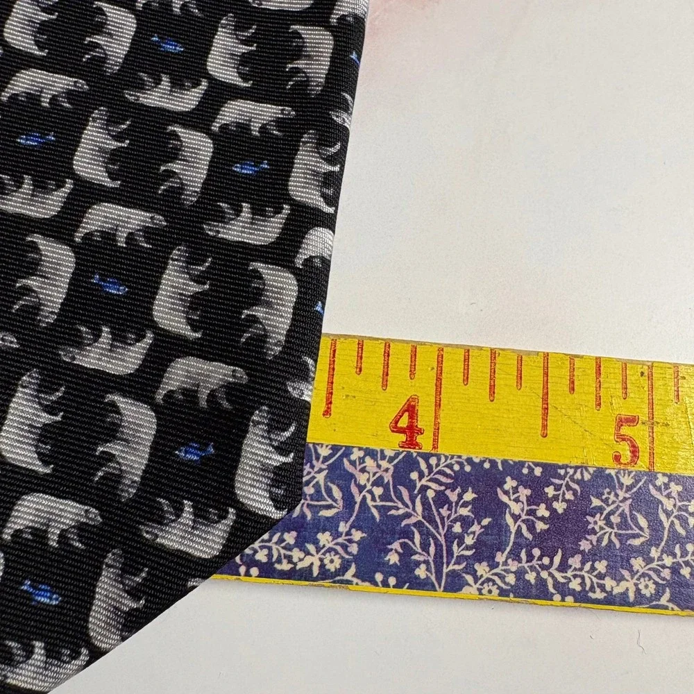 Royal Classic Silk Necktie Black Polar Bear Fish Pattern Animals Winter USA Made